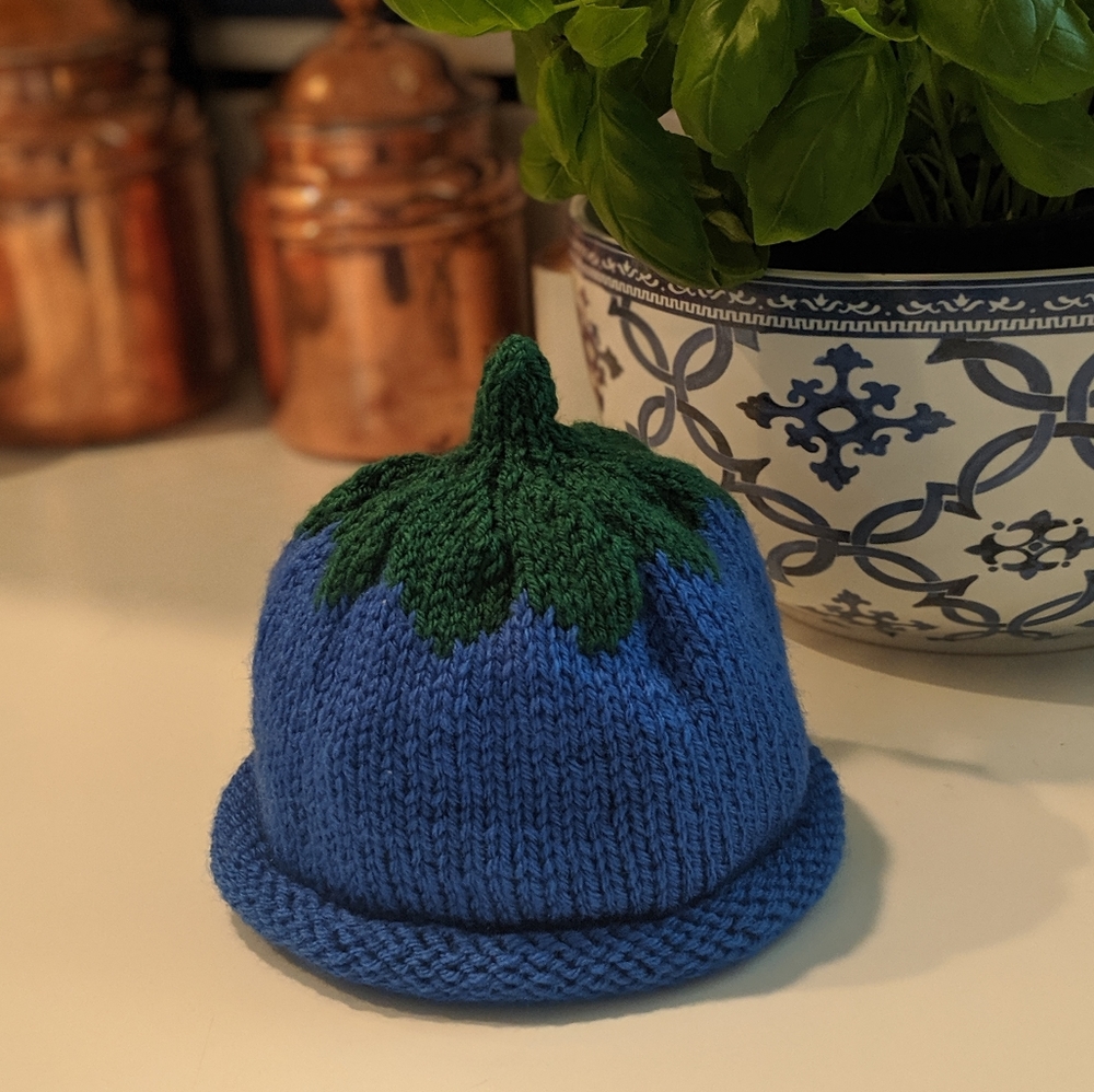🫐 Hand Knit Blueberry Baby Hat